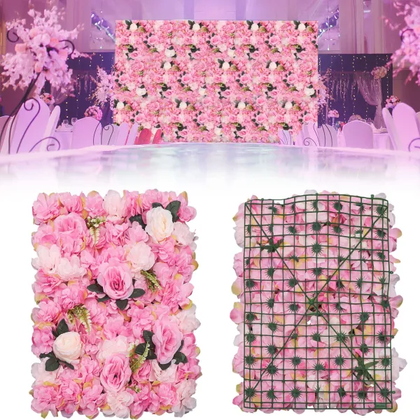 Flower Wall Panel Floral Backdrop 60cm X 40cm Artificial Floral Wall Silk Rose Wall Backdrop Faux Flower Panel