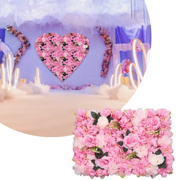 Flower Wall Panel Floral Backdrop 60cm X 40cm Artificial Floral Wall Silk Rose Wall Backdrop Faux Flower Panel