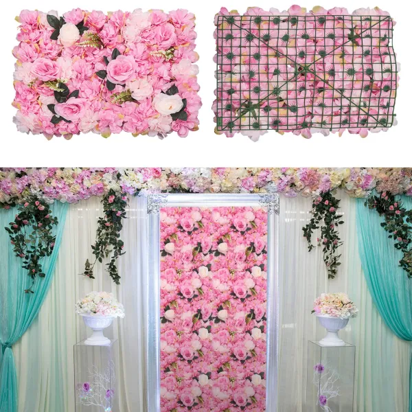 Flower Wall Panel Floral Backdrop 60cm X 40cm Artificial Floral Wall Silk Rose Wall Backdrop Faux Flower Panel
