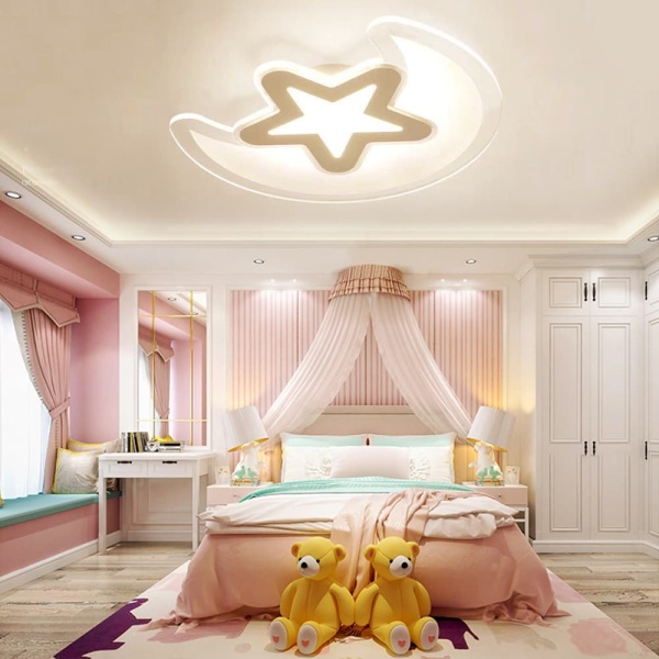 42CM Modern Ultra-thin Acrylic LED Ceiling Lamp, Moon Star Kid's Mount Chandelier, Children's Eye Protection Lamps