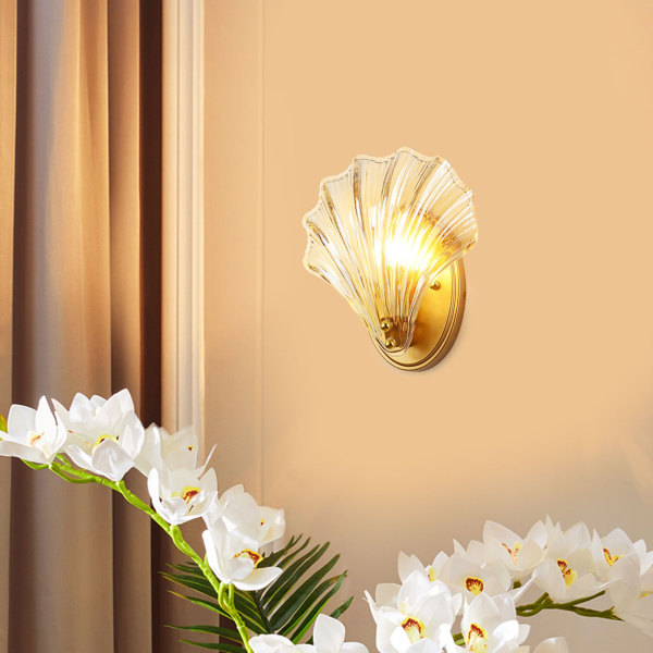 Wall Light Modern Shell Shade Lighting for Living Room Bedrooms Lights  Strong Transmittance for Bedroom Bathroom Corridor