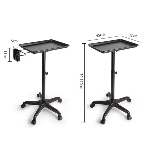 Hairdressing Tool Storage Trolley with Tool Bracket Rolling Salon Tray Cart with Height Adjustable