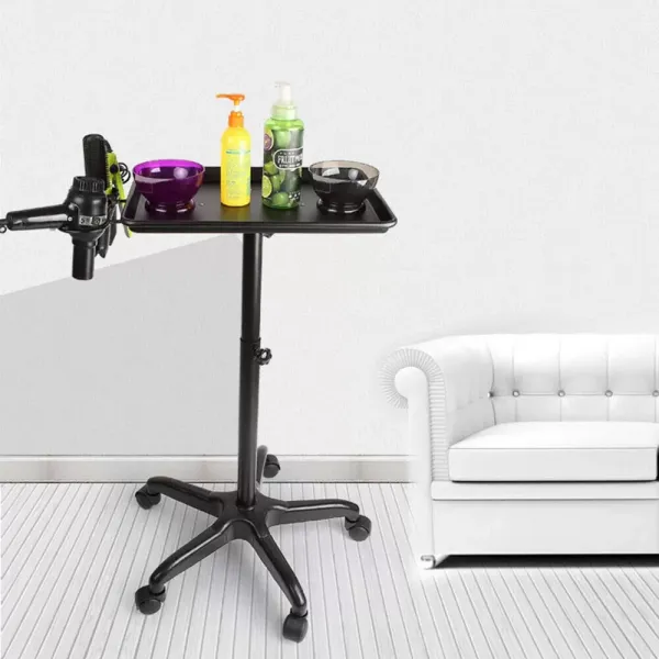 Hairdressing Tool Storage Trolley with Tool Bracket Rolling Salon Tray Cart with Height Adjustable