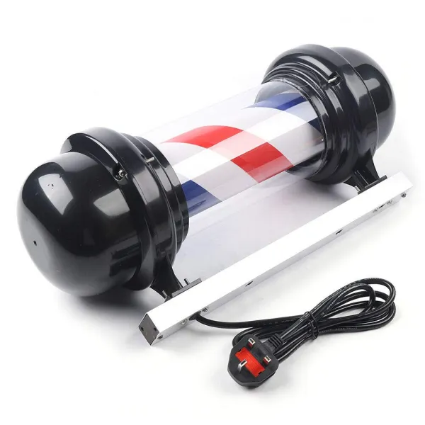 20 Inch LED Barber Pole Rotating Stripe Lamp Salon Sign Red White Blue 220V