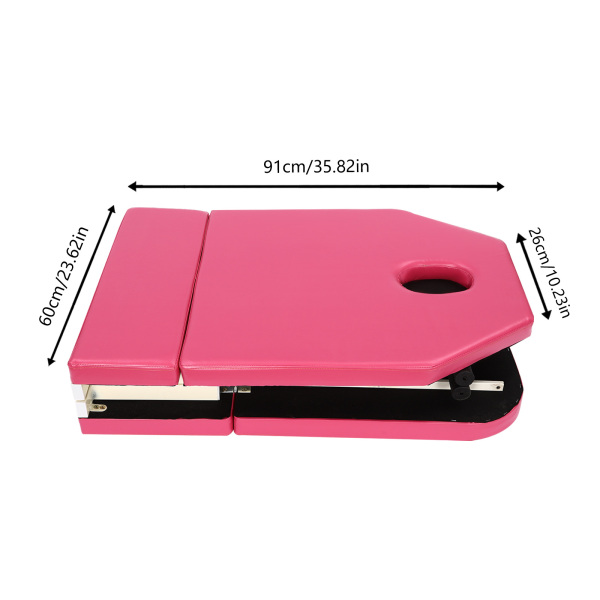 Foldable Massage Table Portable Bed Tattoo Bed Recliner Couch SPA Chair Beauty Salon PU Leather Pad (Pink)