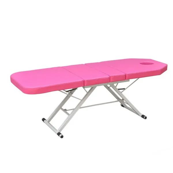 Foldable Massage Table Portable Bed Tattoo Bed Recliner Couch SPA Chair Beauty Salon PU Leather Pad (Pink)