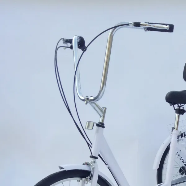 Adult Tricycle 24 Inch 6-speed Adjustable Height Adjustable 3 Wheel Bicycle Tricycle Pedal with Backrest Reflective Lights Bell (White)