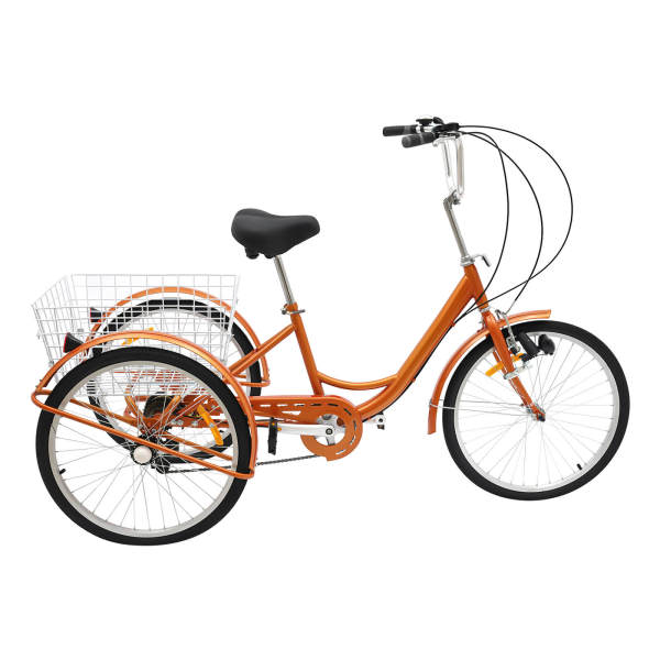 24" Adult Tricycle Trike 6 Speed 3 Wheel Bike Bicycle Cruise w/ Basket Light