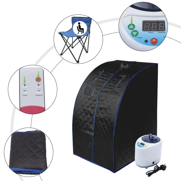 Portable Steam Sauna Spa Home with 99 Minute Timer 1000 Watt Steam Generator Chair Included