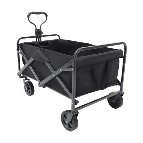 Folding Trolley Cart Outdoor Large Capacity Collapsible Wagon Cart, Portable Canvas Adjustable Handle Big Wheels Folding Trolley Cart Outdoor Large Capacity Collapsible Wagon Cart, Portable Canvas Adjustable Handle Big Wheels