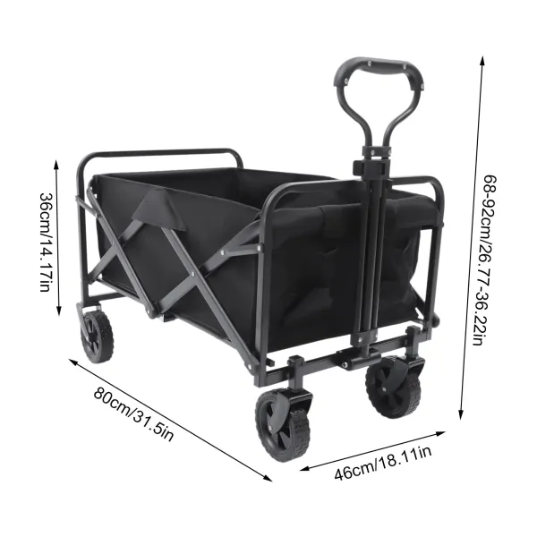 Folding Trolley Cart Outdoor Large Capacity Collapsible Wagon Cart, Portable Canvas Adjustable Handle Big Wheels Folding Trolley Cart Outdoor Large Capacity Collapsible Wagon Cart, Portable Canvas Adjustable Handle Big Wheels
