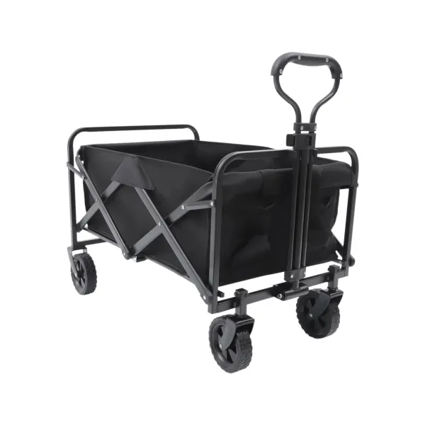 Folding Trolley Cart Outdoor Large Capacity Collapsible Wagon Cart, Portable Canvas Adjustable Handle Big Wheels
