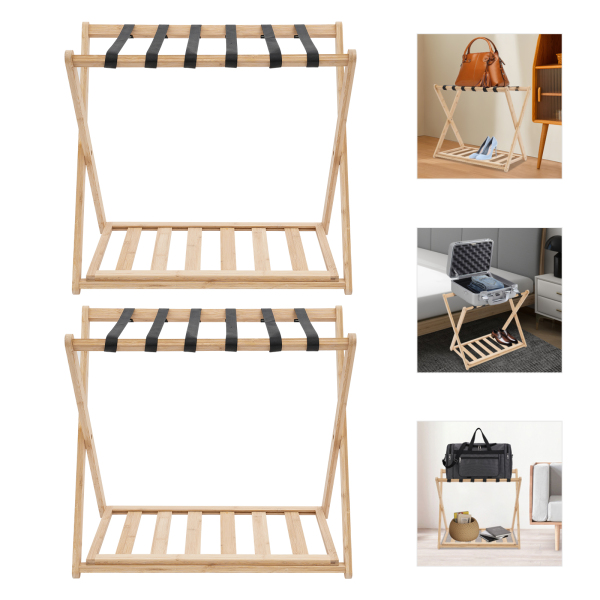 CNCEST Luggage Rack, 2 Pack Luggage Rack for Guest Room, Folding Luggage Rack