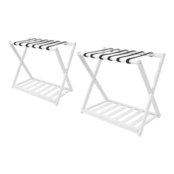 White Luggage Rack, 2 Pack Luggage Rack for Guest Room, Folding Luggage Rack