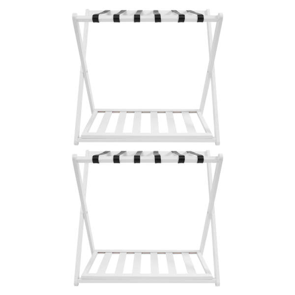 White Luggage Rack, 2 Pack Luggage Rack for Guest Room, Folding Luggage Rack