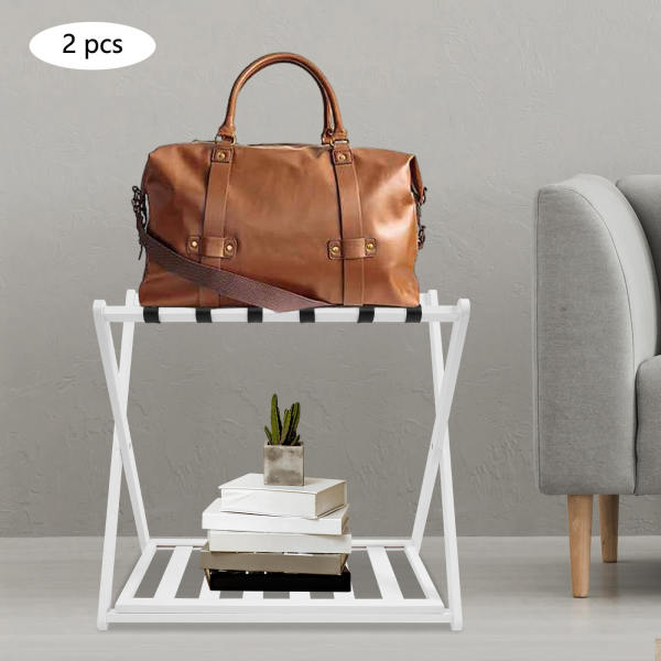 White Luggage Rack, 2 Pack Luggage Rack for Guest Room, Folding Luggage Rack