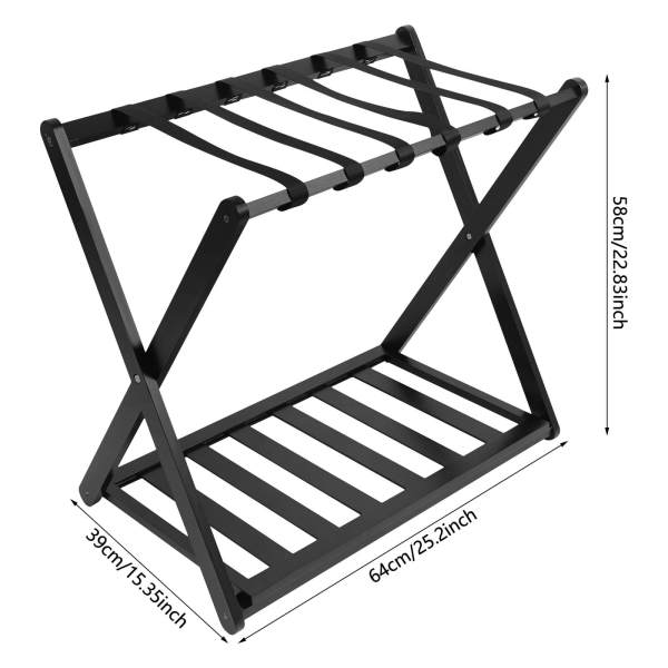 Black Luggage Rack, 2 Pack Luggage Rack for Guest Room, Folding Luggage Rack