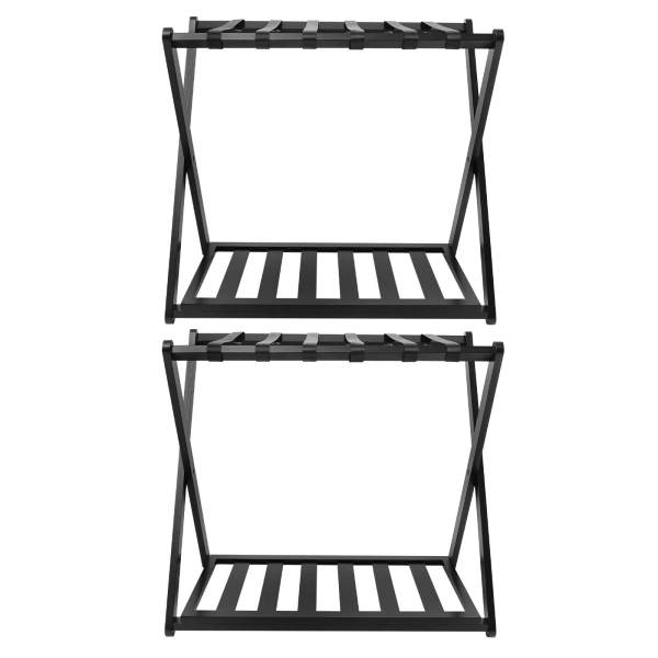 Black Luggage Rack, 2 Pack Luggage Rack for Guest Room, Folding Luggage Rack