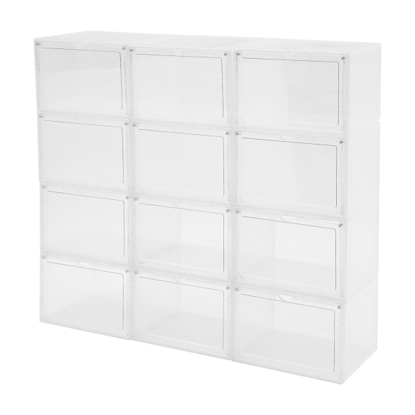 12 Pack Shoe Box,Drop Front Shoe Box,Clear Plastic Stackable Sneaker Box,Shoe Containers