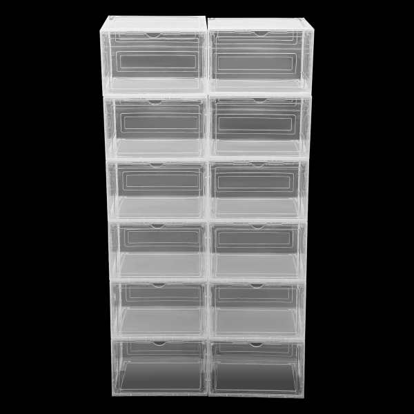 12 Pack Shoe Box,Drop Front Shoe Box,Clear Plastic Stackable Sneaker Box,Shoe Containers