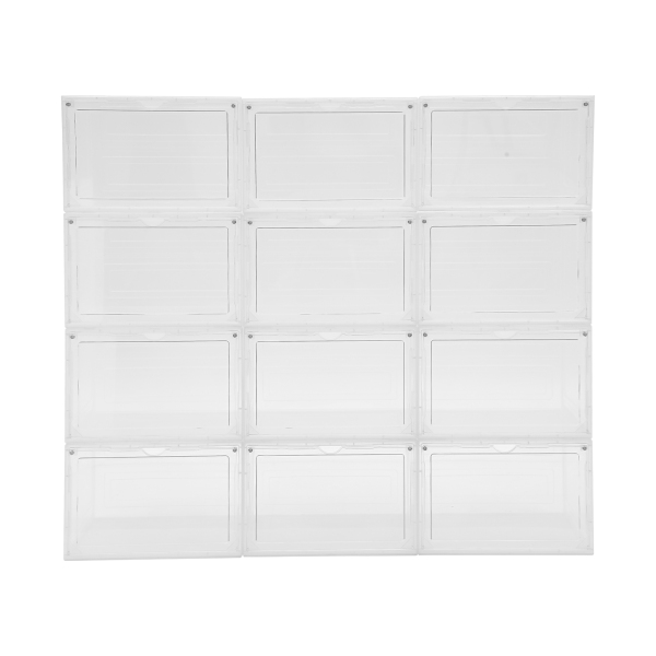 12 Pack Shoe Box,Drop Front Shoe Box,Clear Plastic Stackable Sneaker Box,Shoe Containers