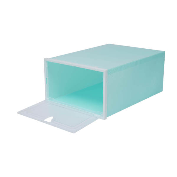 20-Piece Large Foldable & Stackable Flip-Top Shoe Boxes in Emerald Green (Heart-Shaped Design) - PP Material