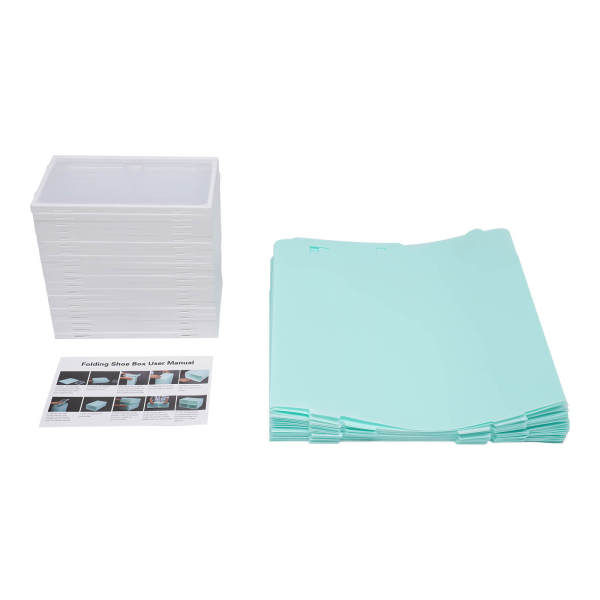 20-Piece Large Foldable & Stackable Flip-Top Shoe Boxes in Emerald Green (Heart-Shaped Design) - PP Material