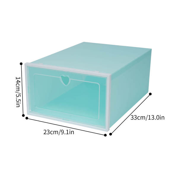20-Piece Large Foldable & Stackable Flip-Top Shoe Boxes in Emerald Green (Heart-Shaped Design) - PP Material