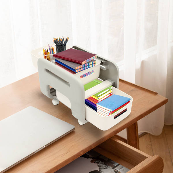 White Pull Out Cabinet Organizer,  2-Tier Slide Out Sliding Shelf, 2 Tier Cabinet Basket Storage Shelf with Sliding Drawers 38*25.5*25.5cm