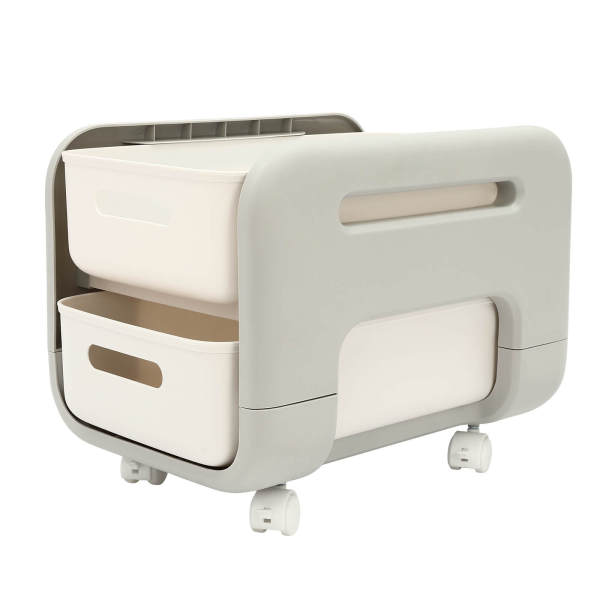 White Pull Out Cabinet Organizer,  2-Tier Slide Out Sliding Shelf, 2 Tier Cabinet Basket Storage Shelf with Sliding Drawers 38*25.5*25.5cm