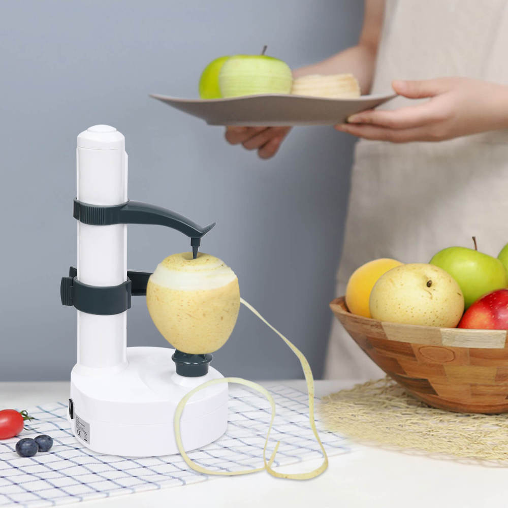 White Automatic Peeling Machine with UK Adapter, Electric Peeler