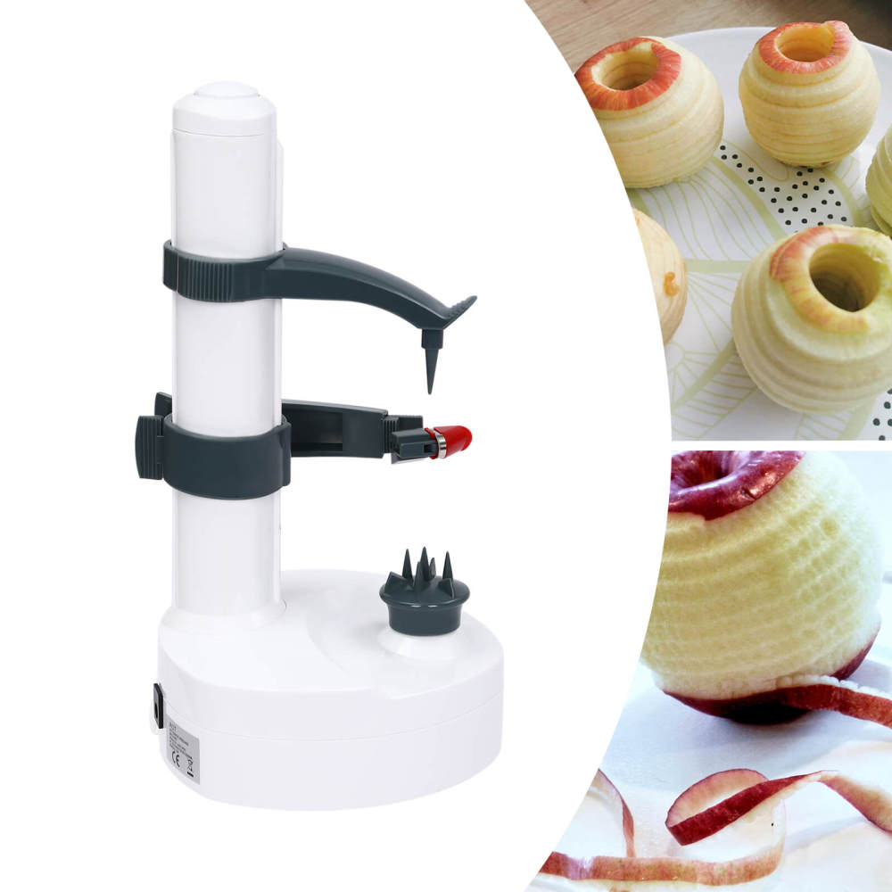 White Automatic Peeling Machine with UK Adapter, Electric Peeler