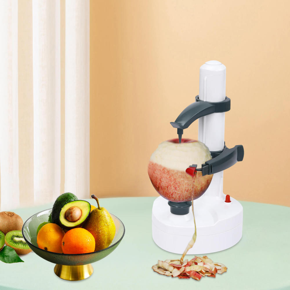 White Automatic Peeling Machine with UK Adapter, Electric Peeler