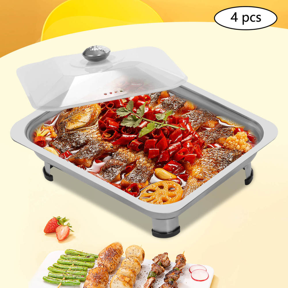 4PCS Buffet Dish Trays, Food Plate Server, Chafing Dish Serving Tray 34 ...