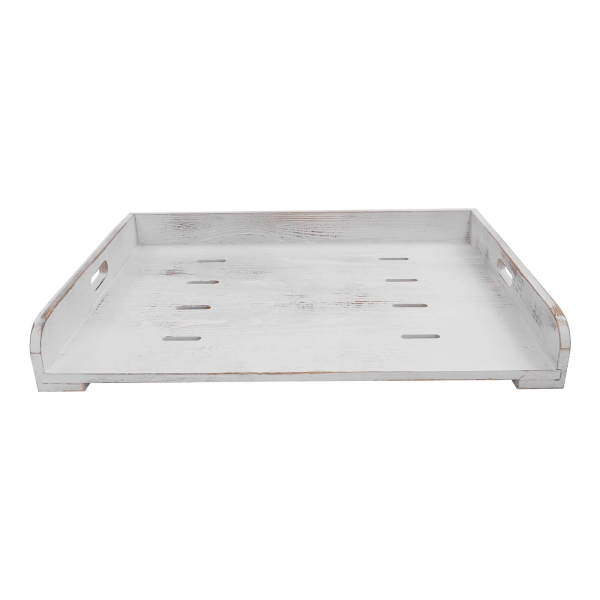 Aged White Stove Top Cover, Stove Top Cover With Handles, Decorative Serving Tray