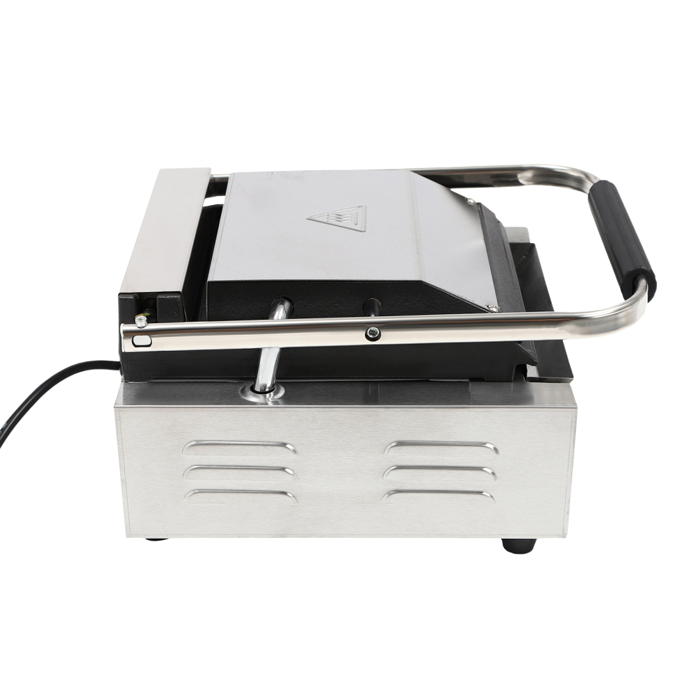 Commercial Sandwich Panini Press Grill, 220V 1800W Up Grooved and Down Flat Plates Electric Stainless Steel Sandwich Maker