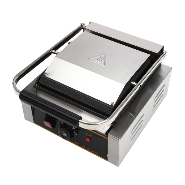 Commercial Sandwich Panini Press Grill, 220V 1800W Up Grooved and Down Flat Plates Electric Stainless Steel Sandwich Maker Commercial Sandwich Panini Press Grill, 220V 1800W Up Grooved and Down Flat Plates Electric Stainless Steel Sandwich Maker