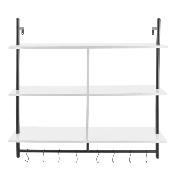 3 Tier Floating Pipe Shelving,Industrial Wall Mounted Ladder Shelf Hanging with Circular Tube