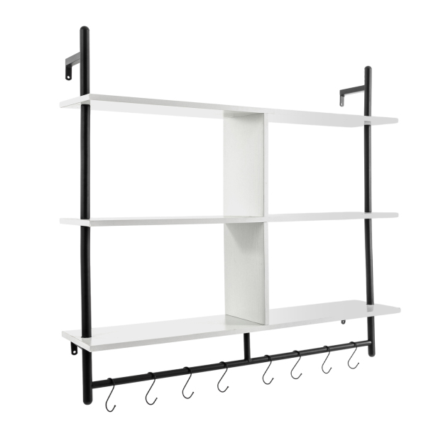 3 Tier Floating Pipe Shelving,Industrial Wall Mounted Ladder Shelf Hanging with Circular Tube