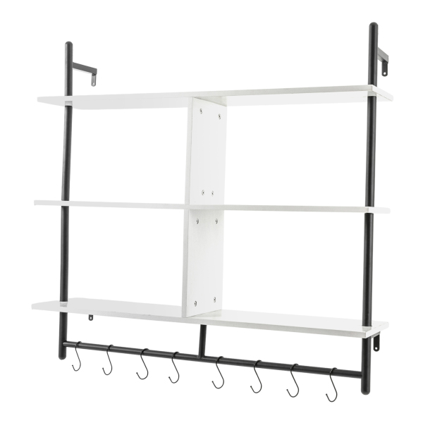 3 Tier Floating Pipe Shelving,Industrial Wall Mounted Ladder Shelf Hanging with Circular Tube