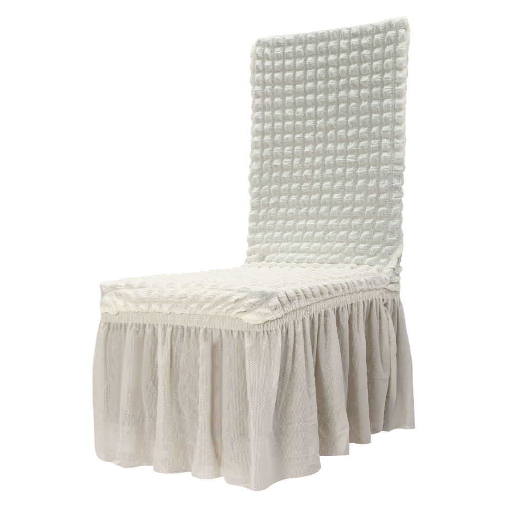 Chair Covers for Dining Room Set of 6 Stretch Chair Slipcovers with Skirt, Chair Protector Cover Set(Beige)