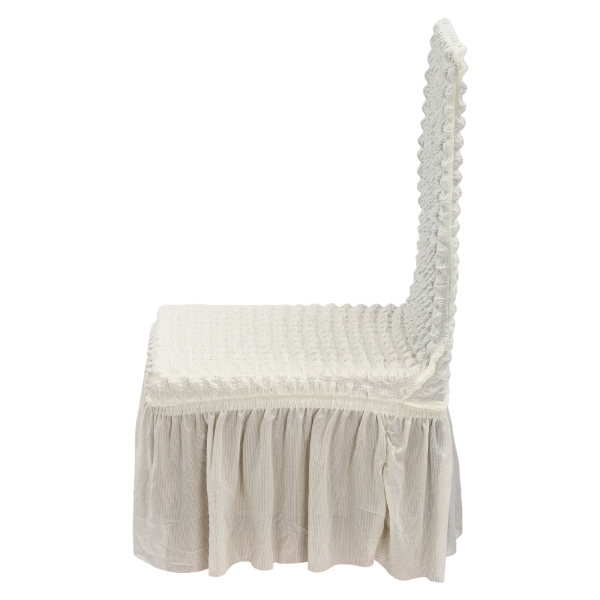 Chair Covers for Dining Room Set of 6 Stretch Chair Slipcovers with Skirt, Chair Protector Cover Set(Beige)
