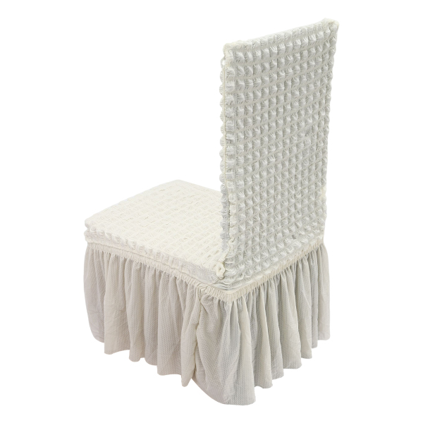 Chair Covers for Dining Room Set of 6 Stretch Chair Slipcovers with Skirt, Chair Protector Cover Set(Beige)