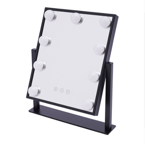 Vanity Mirror with Lights Light up Vanity Makeup Mirror with 9 LED Bulbs Tabletop Plug in Makeup Mirror (Black)