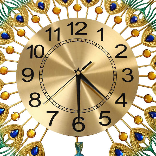 Peacock Wall Clock, Peacock Modern Farmhouse Kitchen Big Wall Clock, Metal Wall Clock Battery Operated Clock