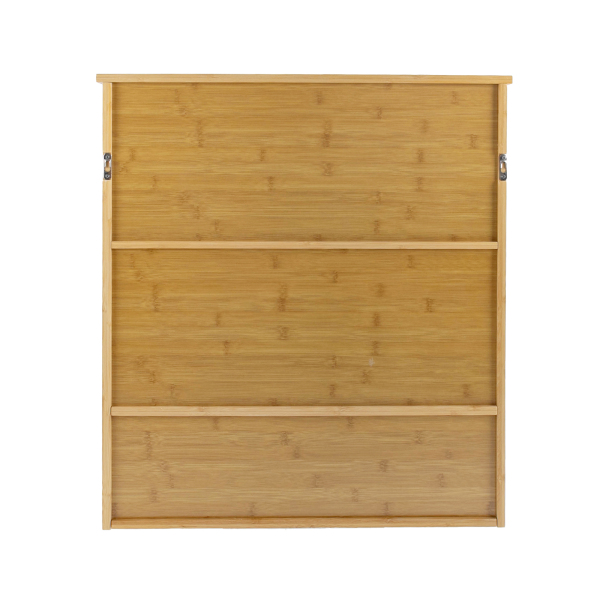 Bathroom Wall Cabinet, Bamboo Wall Mount Medicine Cabinet Storage Organizer, Double Doors & 3 Tier Adjustable Shelf