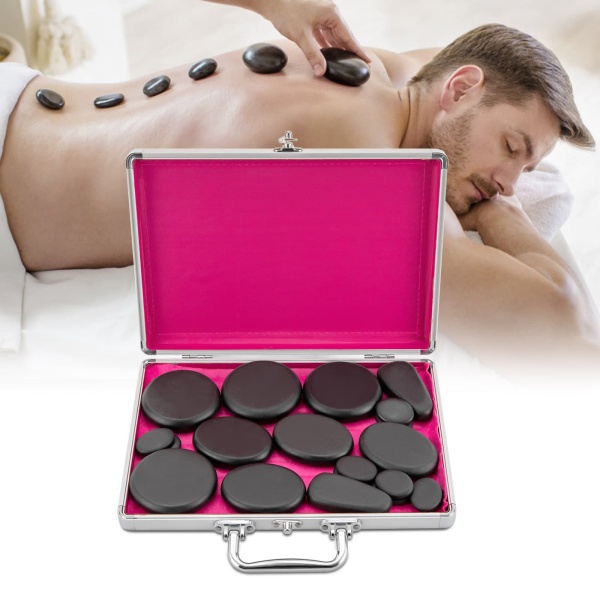 18 Hot Stones for Massage Massage Set with Warmer Massaging Rocks Portable Heating Box for Spa Warming Therapy Massage