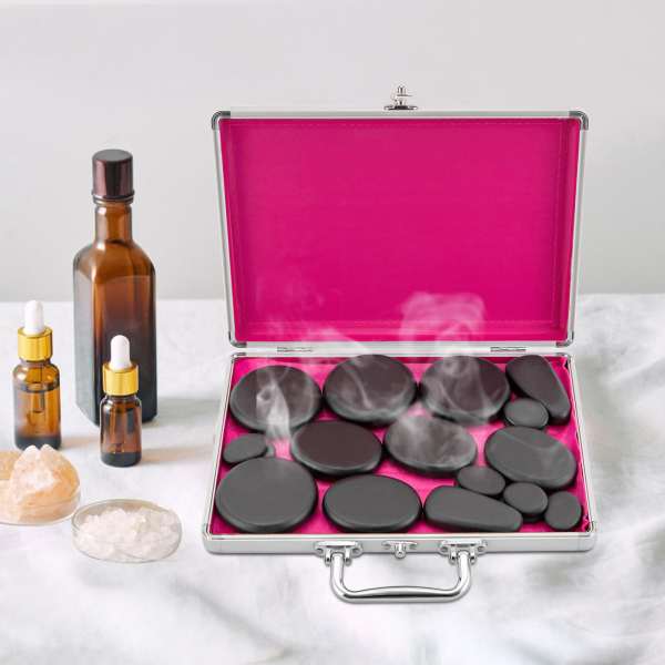 18 Hot Stones for Massage Massage Set with Warmer Massaging Rocks Portable Heating Box for Spa Warming Therapy Massage