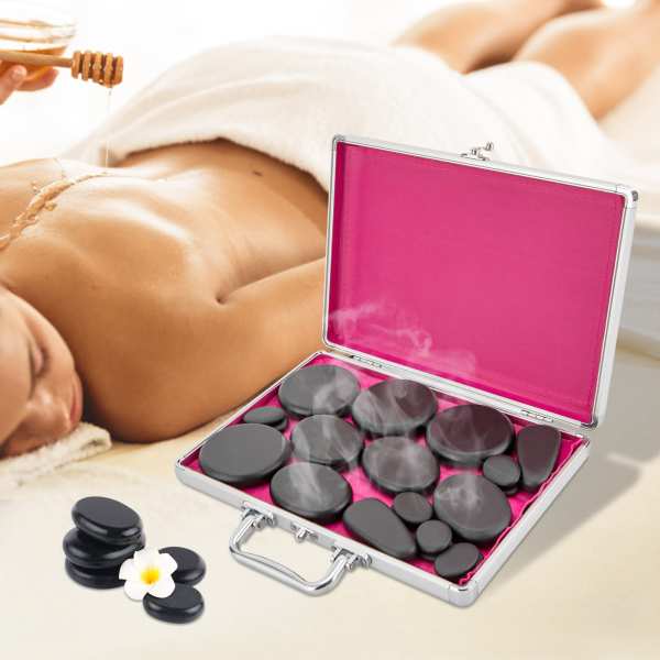 18 Hot Stones for Massage Massage Set with Warmer Massaging Rocks Portable Heating Box for Spa Warming Therapy Massage