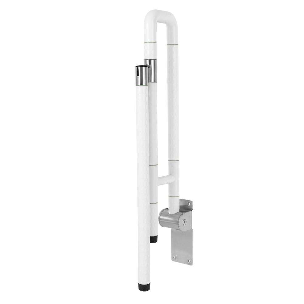 Textured Grab Rails 23.6 Inch Medical Flip-Up Toilet Safety Rails with Leg for Elderly and ...
